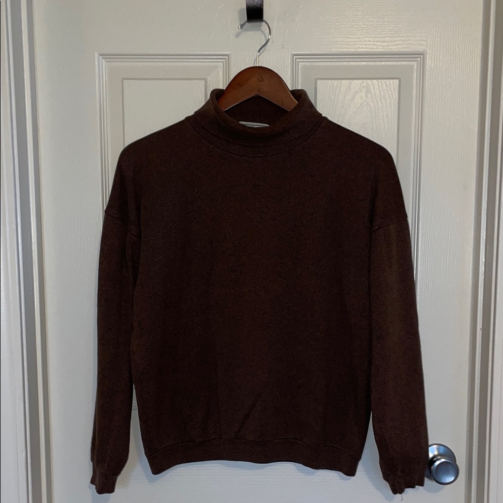Vintage John Henry Editions 100% Cotton Brown Turtleneck Sweater (Made in Hong)